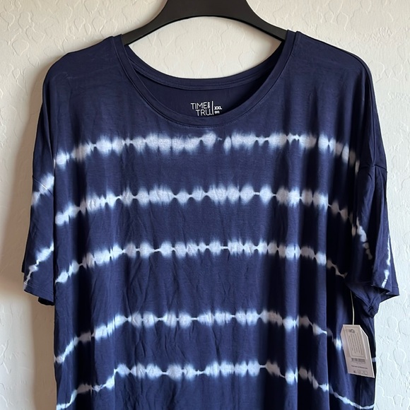 Time and Tru Women's Crewneck Solid & Tie-Dye Tunic Tee Plus Size XXL (20) Navy - Picture 7 of 13